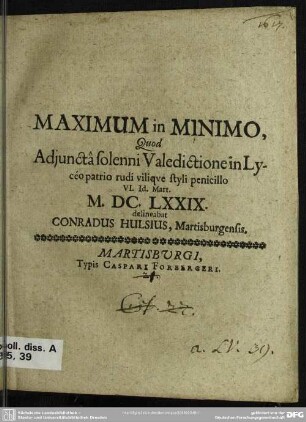 Maximum in minimo