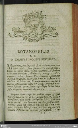 Botanophilis S. D. D. Joannes Jacobus Reichard