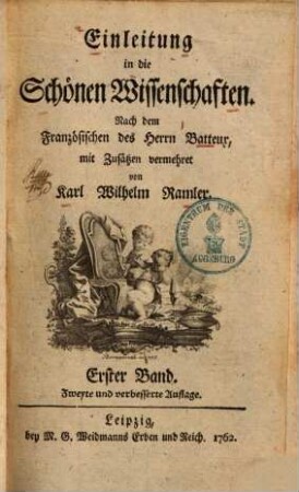 Einleitung in die Schönen Wissenschaften, 1