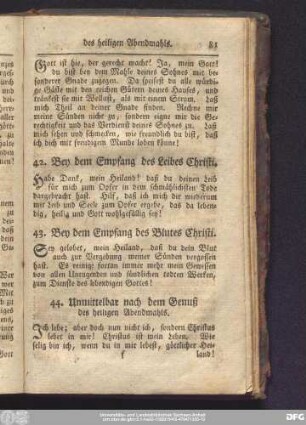 44. Unmittelbar nach dem Genuß des heiligen Abendmahls.