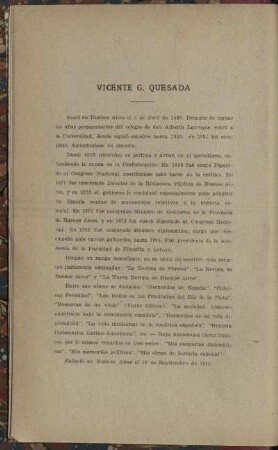 Biographie Vicente G. Quesada