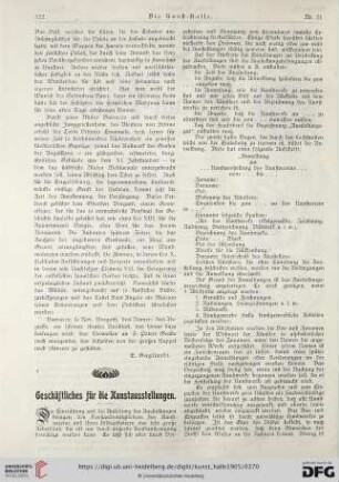 Geschäftliches für die Kunstausstellungen
