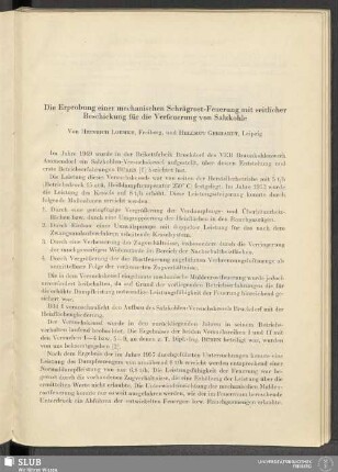 Die Erprobung einer mechanischen Schrägrost-Feuerung mit seitlicher Beschickung für die Verfeuerung von Salzkohle