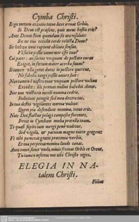Elegia In Natalem Christi