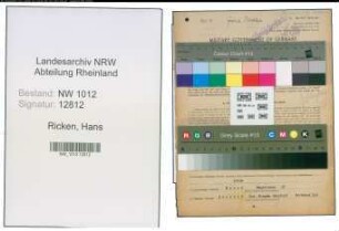 Entnazifizierung Hans Ricken , geb. 16.05.1890 (Abteilungsleiter)