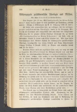 Altsynagogale palästinensische Theologie und Mission
