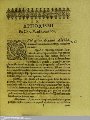 Aphorismi Ex Cap. IV. ad Romanos