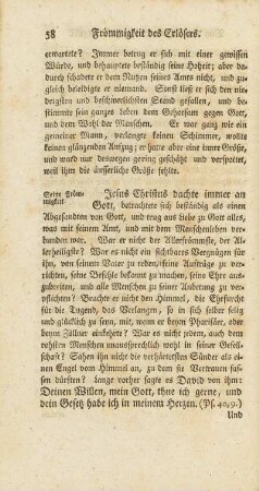C. Seine Frömmigkeit.