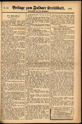 Zweite Ausgabe vom Samstag, den 20. November 1897.