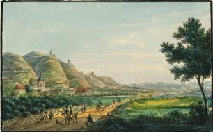 Die Weinberge in Radebeul-Niederlößnitz, Blick nach Osten, links Wackerbarths Ruh’ (Schloss Wackerbarth)