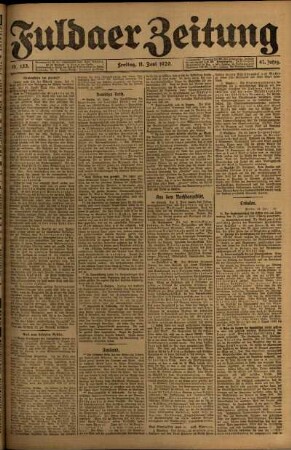 Ausgabe vom Freitag, den 11. Juni 1920.