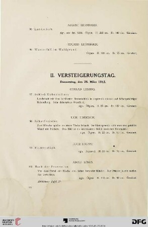 II. Versteigerungstag (Nr. 97-216)