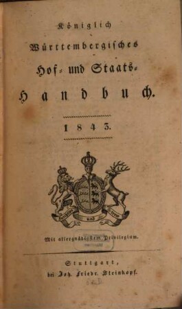 Königlich-Württembergisches Hof- und Staats-Handbuch, 1843