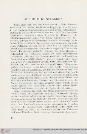 Aus dem Kunstleben