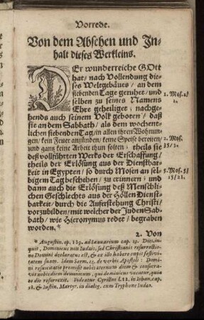 Vorrede. Von dem Absehen und Inhalt dieses Werkleins.