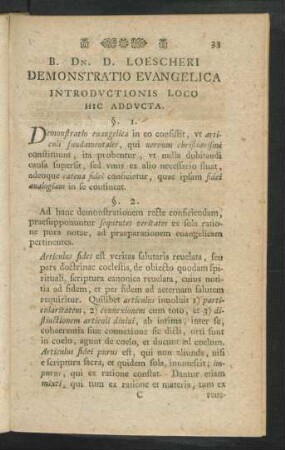 B. DN. D. Loescheri Demonstratio Evangelica ...