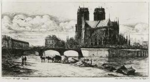 Kathedrale Notre Dame : Charles Méryon (1821-1868). Paris. Kathedrale Notre Dame. Radierung