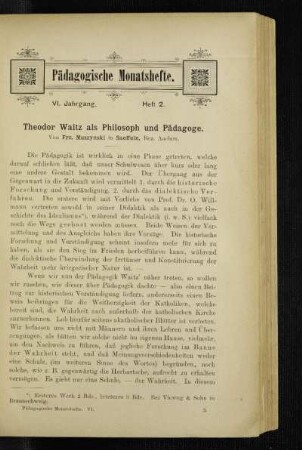 Theodor Waitz als Philosoph und Pädagoge