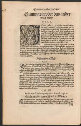Summaria uber das ander Buch Mose.
