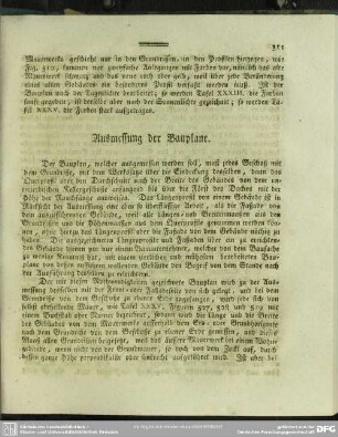 Ausmessung der Bauplane
