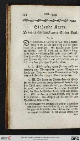Siebende Karte: Des obersaechsischen Kreißes suedlicher Theil