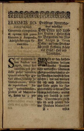 Erasmus Roterodamus ... / Erasmus Roterdamus wünschet ...