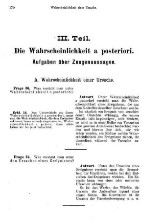 III. Teil. Die Wahrscheinlichkeit a posteriori.