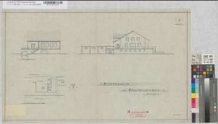 Bootshaus am Baldeneysee, Blatt 1: Ansichten, Lageplan, M. 1:100 und M. 1:1.000 Hgü, Sknr.: 1, Fanr.: 13, Bunr.: 12
