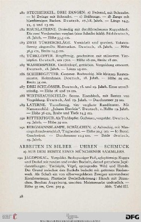 Arbeiten in Silber – Uhren – Schmuck (Nr. 292-385)