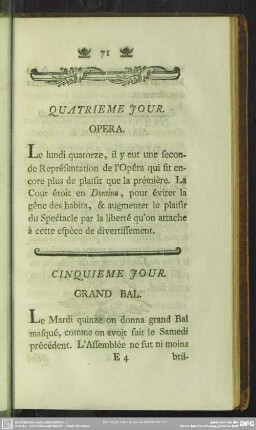 Cinquieme Jour. Grand Bal