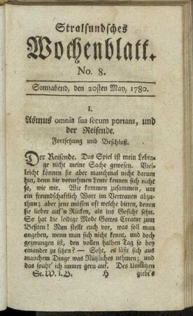 No. 8. Sonnabend, den 20sten May, 1780.