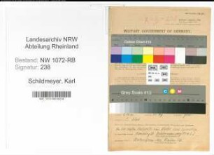 Entnazifizierung Karl Schildmeyer , geb. 05.08.1899 (Polizist)
