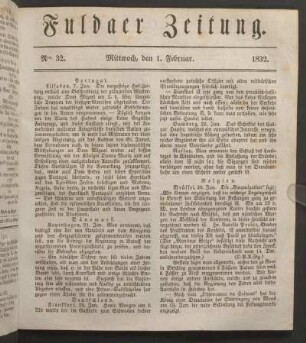 Mittwoch, den 1. Februar. 1832