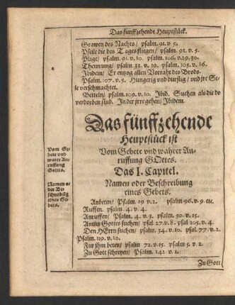 Das fünffzehende Heuptstück ist Vom Gebete und wahrer Anruffung Gottes.