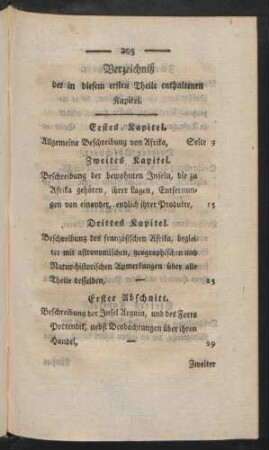 Verzeichniß der in diesem ersten Theile enthaltenen Kapitel.