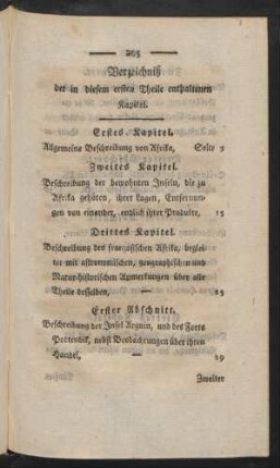 Verzeichniß der in diesem ersten Theile enthaltenen Kapitel.