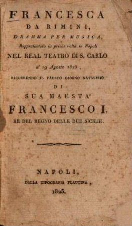 Francesca da Rimini : Dramma per musica
