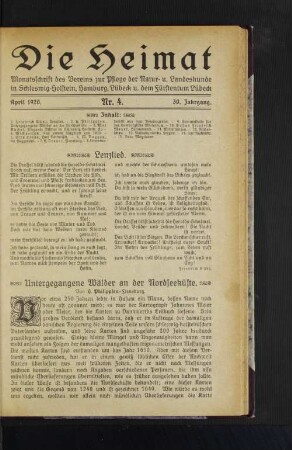 April 1920. Nr. 4. 30. Jahrgang.