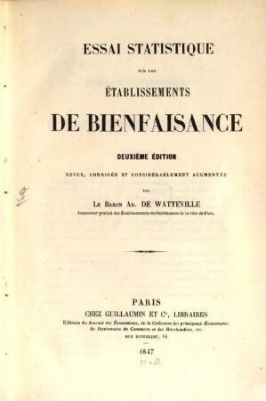 Essai statistique sur les établissements de bienfaisance