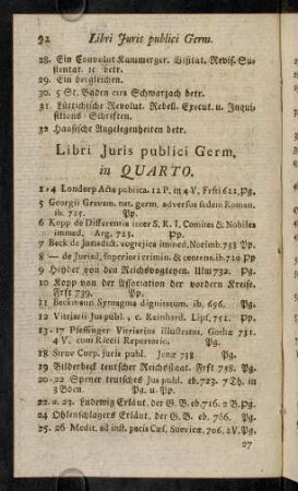 92-100, Libri Juris publici Germ. in Quarto.