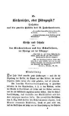 Kirchenlehre, oder Pädagogik? Perspektive auf die zweite Hälfte des 19. Jahrhunderts