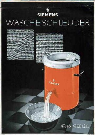 Siemens Wäscheschleuder, Preis RM 120,-.