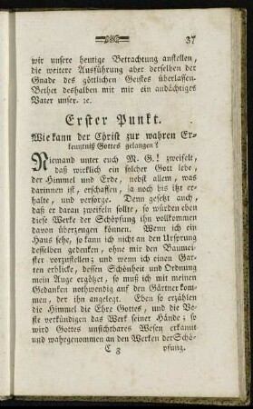 Erster Punkt. Wie kann der Christ zur wahren Erkenntniß Gottes gelangen?