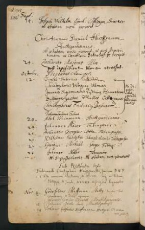 Winterhalbjahr 1707/1708. Rektorat Ferdinand Christoph Harpprecht