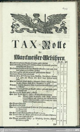 Tax-Rolle Der Marckmeister-Gebühren