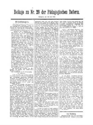 Mitteilungen : Beilage zu Nr. 29 der Pädagogischen Reform