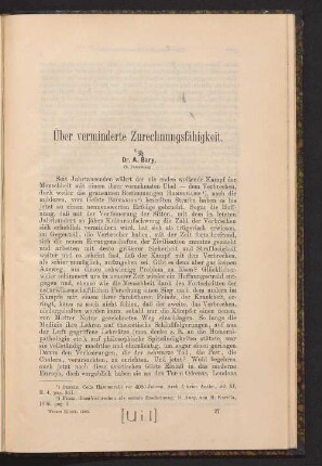 Über verminderte Zurechnungsfähigkeit