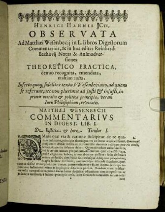 In Digest Lib. I. De Iustitia & Iure.