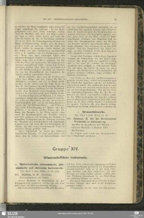 Gruppe XIV. Wissenschaftliche Instrumente