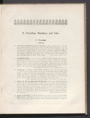 II. Porzellan, Majoliken und Glas